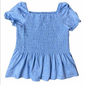Girls Speechless Kids Scrunchy Blue Babydoll Top